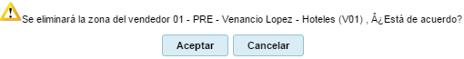 3. Confirmación de eliminación de zona