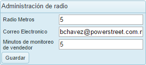 1. Variables de control de radio y monitoreo de envío de coordenadas por el vendedor