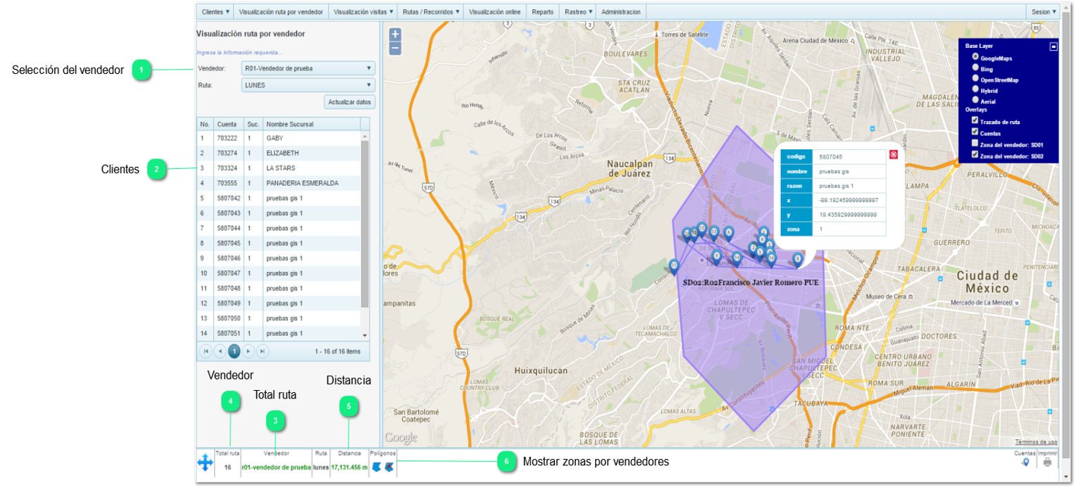 6. Visualización ruta por  vendedor